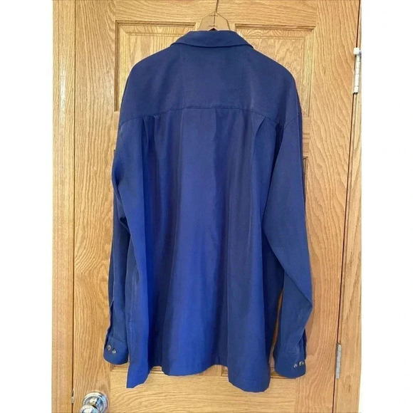 Men's Wrangler Hero Long Sleeve Button Down Shirt Blue W/ Pockets Size 2XL - Picture 3 of 4